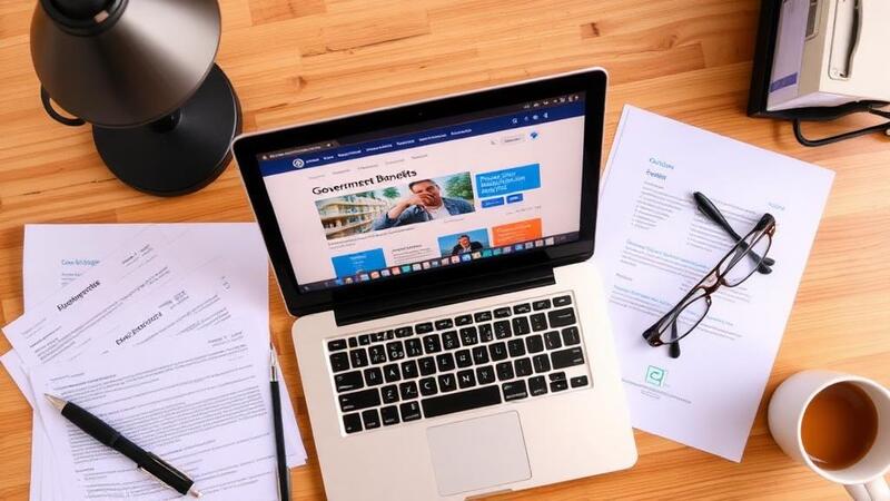 Editorial research workspace with documents and laptop